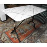 A 19th Century cast iron and white marble table,