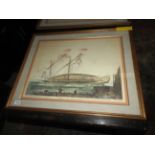 A pair of prints classical ships in gilt frames