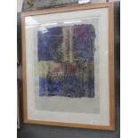 A signed lithograph entitled 'Night City Dance' by Bridget Tempest in oak frame