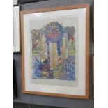 A signed lithograph entitled 'Pathway II' by Bridget Tempest within oak frame
