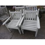 A set of four grey painted garden armchairs [AF](4)