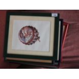 A collection of prints in vibrantly coloured frames (qty)