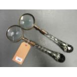 Two cut glass faceted magnifying glasses