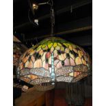 A large Tiffany style glass light shade