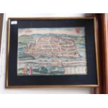 A 17th Century Dutch hand coloured map with key of Blois