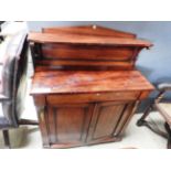 An early Victorian mahogany Chiffonairre of small proportions and gallery back