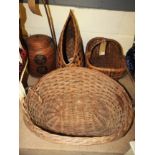 A collection of four wicker baskets to include trug basket (4)