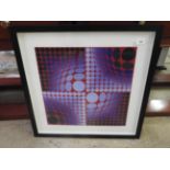 A signed lithograph Victor Vasserly 78/250 OP art study