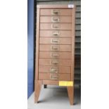 A low metal ten drawer filing cabinet