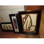 A collection of four framed original Modern African artworks,