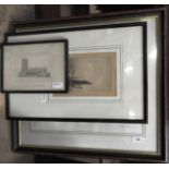 A set of three framed prints, one a joly course (3).