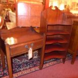 A Georgian style mahogany bedside table fitted single drawer together with a mahogany bookcase /