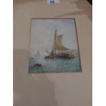 A late 19th century British watercolour depicting sailing ships on a coastline,