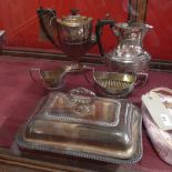 A silver plated three piece tea service