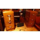 A pair of 1930's oak pedestal chests of