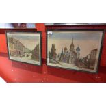 A pair of French coloured engravings on