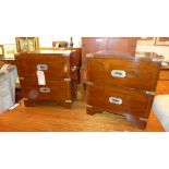 A pair of campaign style mahogany and br