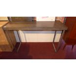 A Contemporary oak console table raised