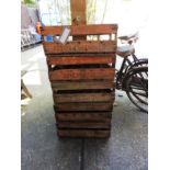 A set of fine vintage slatted wooden cra