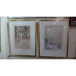 A pair of watercolours Spanish street scenes,