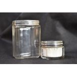 2 Toilet jars with silver lids C1890