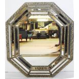 A large contemporary Dutch design octagonal wall mirror,