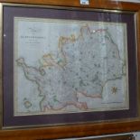 A 19th century hand tinted map of Hertfo