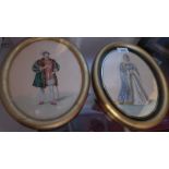 A pair of needleworks on silk portrait o