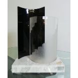 A large contemporary designer table lamp, signed by the artist, having curved lucite inserts over