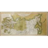 A large map of the Russian Empire divided into it's Governments, coloured, 49cm x 104cm, mounted,