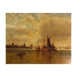 A 19th Century Louis Van Staaten style oil on canvas depicting ships at sea, unsigned, 70cm x