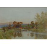 Herbert Marshall, (19th/20th Century, British) a large watercolour depicting a lake scene in the