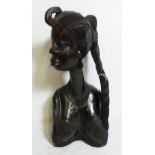 An ebony bust of an African lady