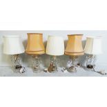 A set of five cut glass lustre table lamps