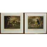 A pair of late 18th Century coloured G Morland prints, 'Pheasant Shooting' and 'Partridge Shooting'