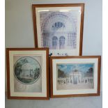 Three framed and glazed architectural prints, to include Arc de Triomphe, Oceanie, and Alfred