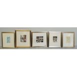 A collection of five pencil signed limited edition seasonal etching cards, to include examples by L.