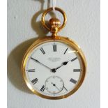 A gold pocket watch with subsidiary dial