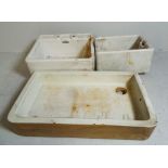 Three vintage butlers sinks, various sizes