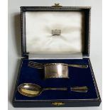 A cased silver Harrod's christening set