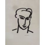 Henri Matisse (French, 1869 - 1954) A limited edition lithograph of a head, signed lower right,