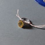 A silver dress ring set large oval citrine