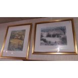 A pair of signed limited edition lithographs of woodland scenes