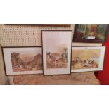 A set of three glazed and framed prints