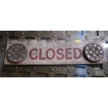 A vintage American enamel painted 'Closed' sign