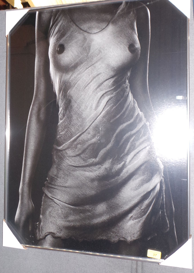 Bruno Bisang, black and white photograph of a female, in a silvered frame, having additional