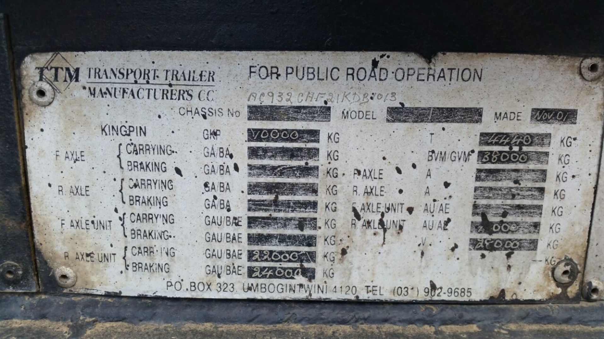 2001 TTM DOUBLE AXLE BITUMEN PUP TRAILER - (ND151226) - Image 3 of 4