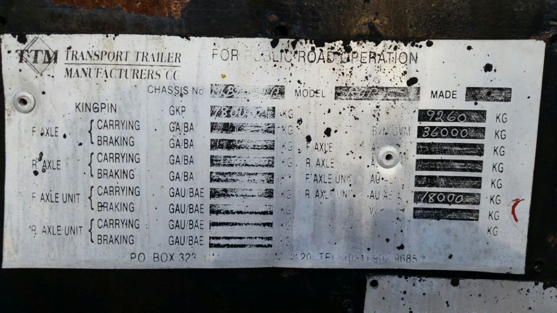 1995 TTM TRI-AXLE MILD STEEL BITUMEN TRAILER - (ND309823) - Image 4 of 5