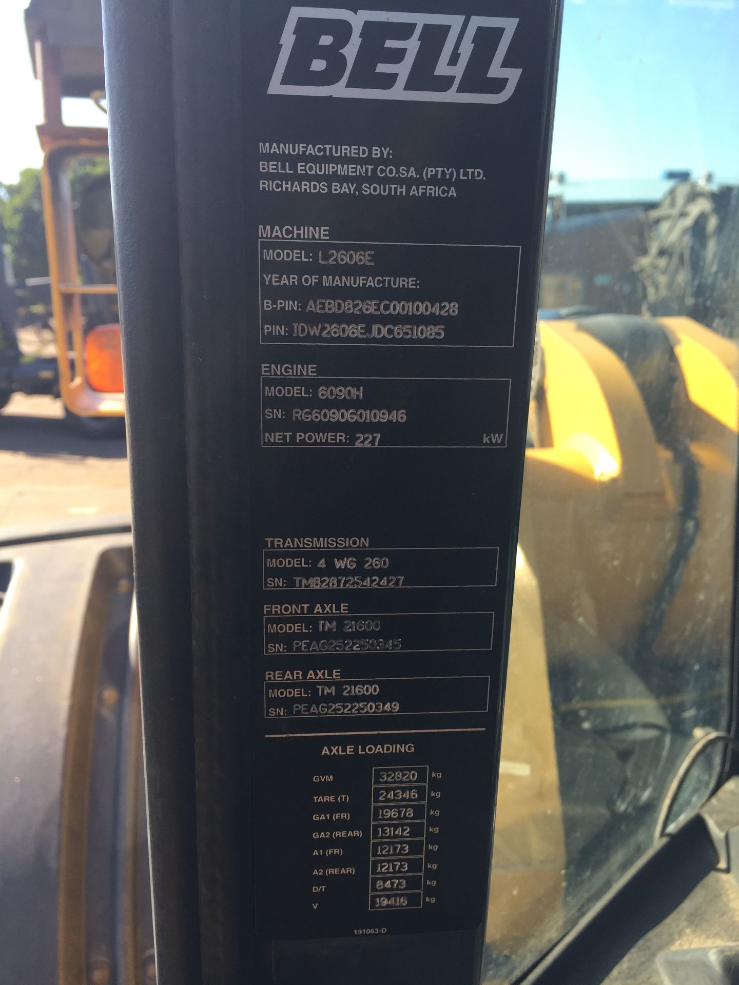 2013 BELL L2606E FRONT END LOADER - (AEBD826EC00100428) - Image 6 of 12