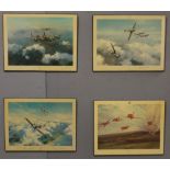 FOUR ROBERT TAYLOR PRINTS, with signatures for Douglas Bader, Johnnie Johnson, Leonard Cheshire, Rob